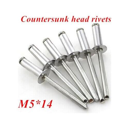 100pcs/lot M5*14 Aluminum Countersunk POP Head Rivet Core Pulling Decoration Rivets