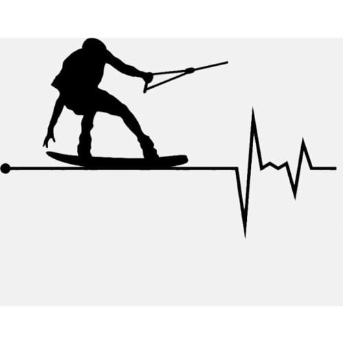 14.5CM*8.6CM Wakeboard In My Heartbeat Pulse Vinyl Car Sticker Car Accessories Decor Decals