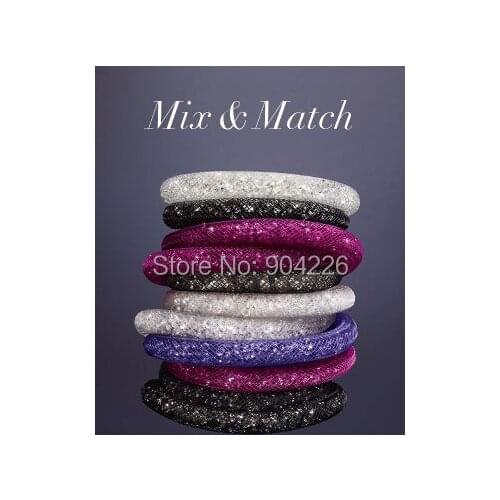 15 bracelets/lot Rainbow Xmas Gift high quality crystal with net chain mesh tube magnetic bracelets bijoux jewelry