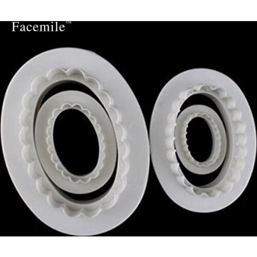 4PCS Cake Sugar Oval Shape Cutter Plunger Paste Fondant Cake Decorating Baking Cookie Cutters Mold Tool