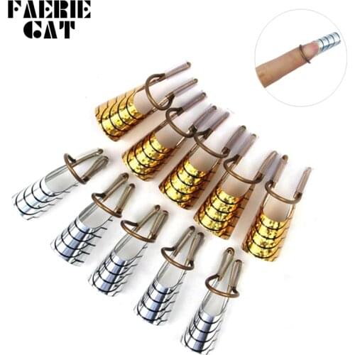 5pc Nail Art C Curved Shape Extension Guide Tips French Foil Acrylic Polish Gel UV Design Form Reusable Metal Mold Manicure Tool