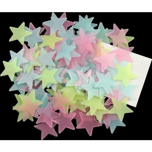 50pcs/lot 3d Wall Stickers Stars Glow In The Dark Wall Decal Luminous Fluorescent Wall Sticker for Kids Room Home Decoration