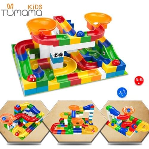 Tumama 52pcs DIY Construction Marble Race Run Maze Balls Track Kids Children Gaming Building Blocks Toys