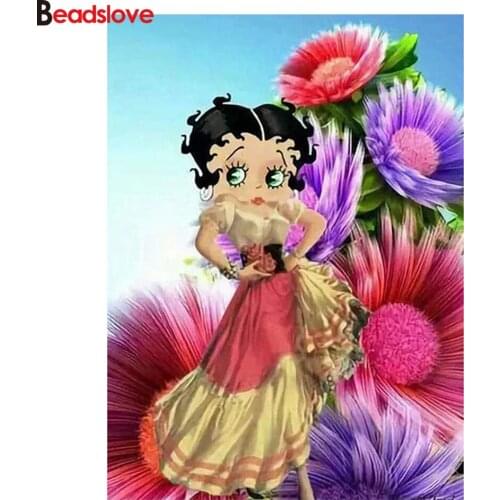 5d diamond painting woman cross stitch full square mosaic cartoon big eye girl Diamond Embroidery rhinestones 3d painting