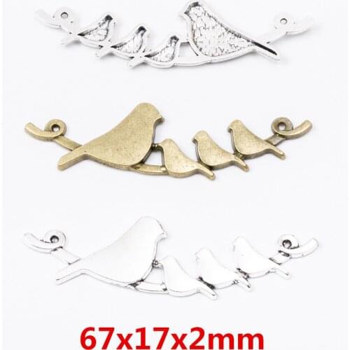 8 pcs Birdie Double Hanging Connecor zinc alloy charms pendant suitable for DIY Bracelet Necklace metal jewelry accessories 6233