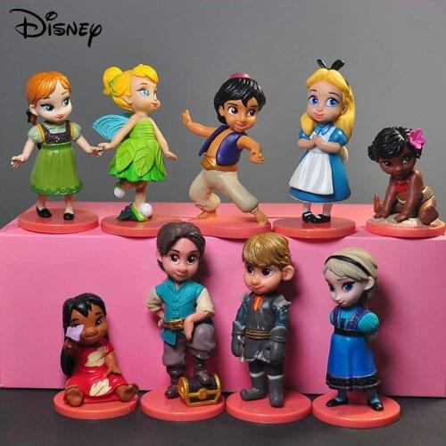 9pcs/set Disney Princess Frozen Elsa Anna Kristoff Moana Fairy Action Figure Decoration Model Dolls Toys For Childrens Gift