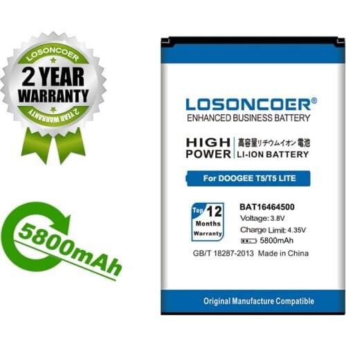 LOSONCOER Battery BAT16464500 5700mAh Battery For DOOGEE T5/T5 Lite