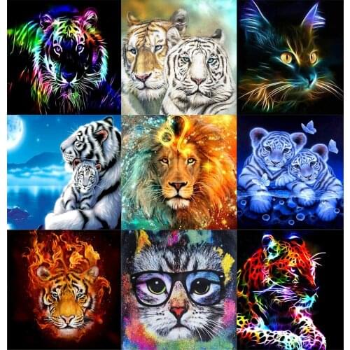 Diamonds embroidery painting 5d Diy full of Animal Tiger pattern round diamond home Decoration Holiday gifts
