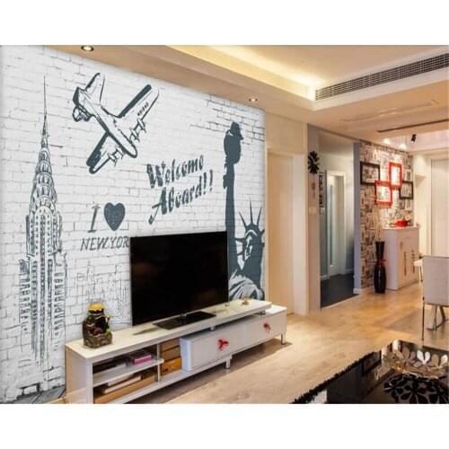 Beibehang Custom large wallpaper modern abstract hand-drawn graffiti brick wall american liberty backdrop wallpaper forwalls 3 d