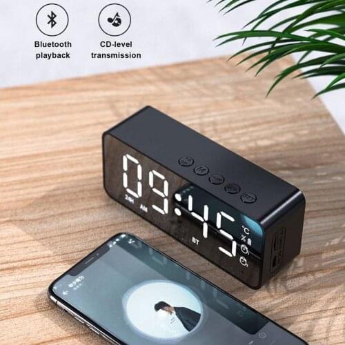 G50 Wireless Bluetooth Speaker With FM Radio Mini Portable Card Mirror Alarm Clock Sound Dual Alarm Clock Settings