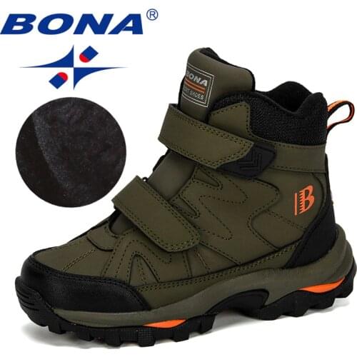 BONA New Popular Style Winter Childrens Snow Boots Boys Girls Fashion Waterproof Warm Shoes Kids Thick Mid Non-Slip Boots