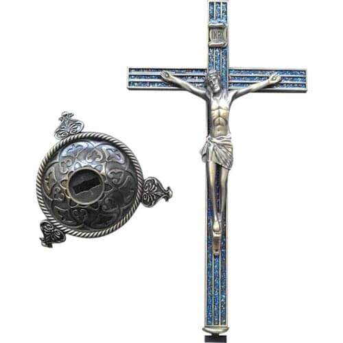 Church Relics Figurines Crucifix Jesus Christ On The Stand Cross Wall Crucifix Catholic Christian Antique Chapel Decor