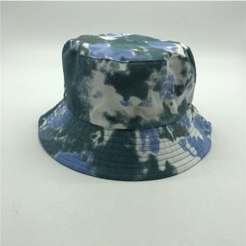 Boys Girls Green Tie Dyed Fisherman Hat Cotton Twill Reversible Bucket Hat Summer Sun Protective Hats Women Tie Dye Bucket Hat