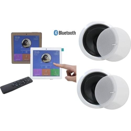 Home audio system Mini touch screen wall amplifier with 2 pieces of 6'' ceiling speakers,Support USB/SD/AUX/FM radio/bluetooth