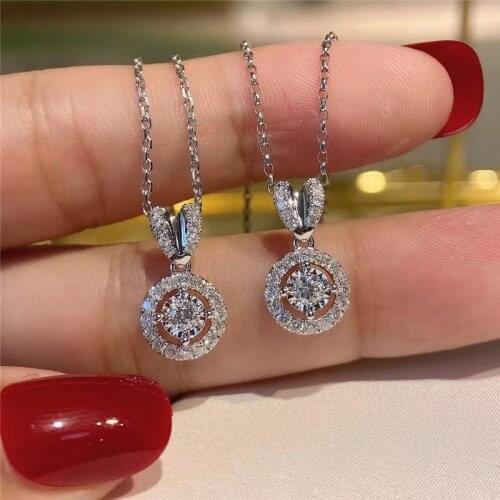Huitan Gorgeous Bridal Wedding Necklaces Full Shiny Cubic Zirconia Simple Fashion Pendant High Quality Silver Color Lady Jewelry