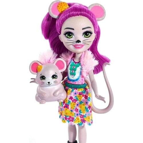 Enchantimals Character Toy Doll Mayla Mouse and Fondue Cute Animal Friend for Girls Fashion Toddler Toys Collectible Models