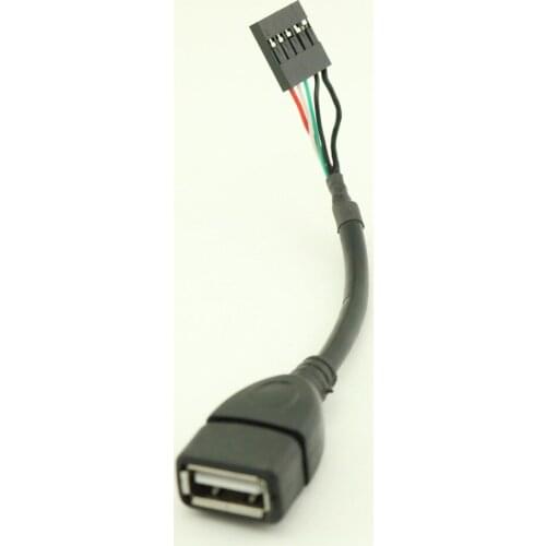 10pcs 10cm USB 2.0 Type A Female to Dupont 5 Pin Female Header Data Motherboard Adapter Black Cable