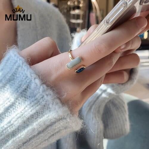 New Retro Gothic Romantic Color Matching Drop Glaze Gold Open Rings For Woman Fashion Korean Jewelry Wedding Party Luxury Ring