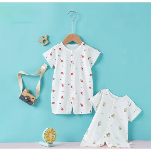 0-12M Unisex Newborn Baby Clothe Summer Thin Cotton Baby Romper Baby Boys Girls Short Sleeve Jumpsuit Playsuits Overalls Outfits