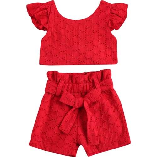 Childrens Clothing Set Flying Sleeve Backless T-shirt and Shorts Two-piece Suit for Party