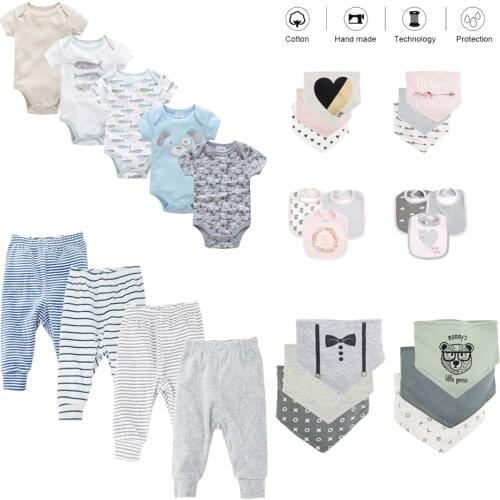 Honeyzone Baby Boy Clothes Set Short Sleeve Infant Girl Bodysuits+Toddler Pants 100% Cotton 0-12 Month Newborn Sleepers Pijamas