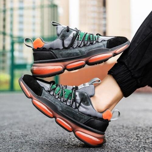Outdoor High-soled Sport Men Sneakers Boy Running Shoes Mens Summer Sports Shoes Gray Orange Tennis Original Sneekers GMB-1149