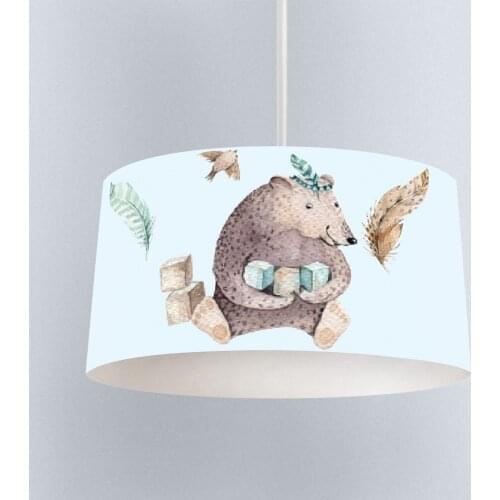 Lamp For Kids Bedrooms Light Chandelier for Living Room Childrens Room Light Blue Bear and Bird Feather Model 128