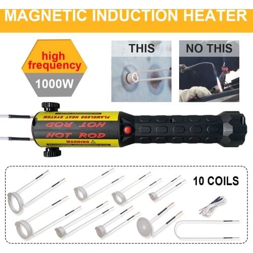 Solary Magnetic Induction Heater 1000W 110V 220V Set Automotive Flameless Car Repair Tool with 10pcs Coils 1KW