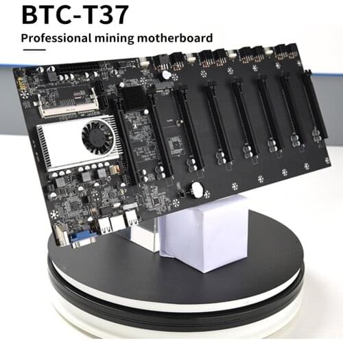 BTC-37 Miner Motherboard CPU Set SATA 3.0 8 GPU PCI-E 16X Motherboard with USB 2.0 DDR3 Memory Slots Computer Parts