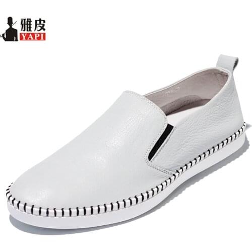 US5-10 Retro Soft Genuine Leather Casual Round Toe Loafers Slip-On Mens Loafer Driving Shoes