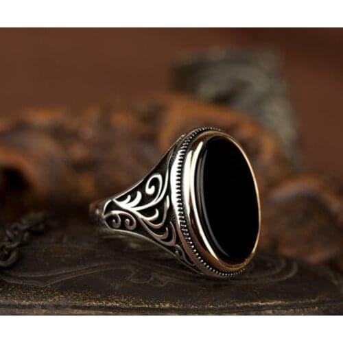 Turkish Handmade 925 sterling silver jewelry black onyx stone mens ring all size