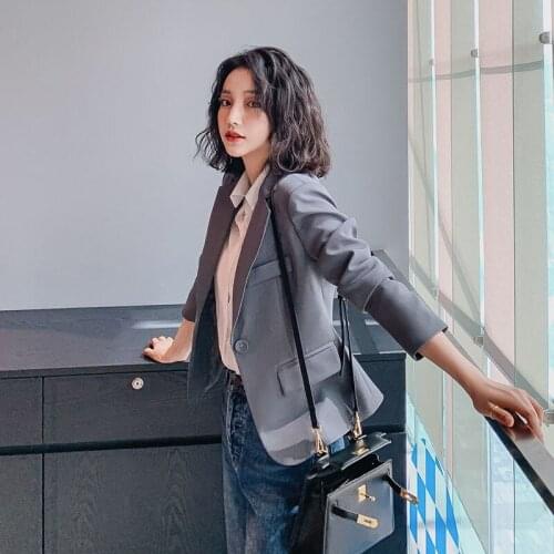 2020 New Autumn Womens Solid Fashion Jackets Coats Female Office Work Causal Long Sleeve Korean Suit Blazers Abrigo Mujer Q91