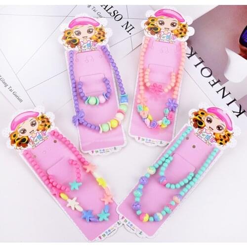New Boutique Style Cute Girls Gifts Cartoon Children Candy colors Acrylic Beads Flower Necklace Jewelry sets