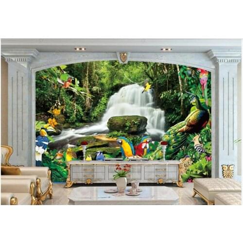 Custom photo wallpaper for walls 3 d murals Idyllic forest waterfall bird picture living room TV background wall papers decor