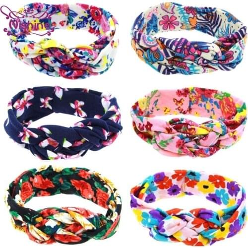 Nishine Baby Girl Printed Chinese Knot Elastic Wide Hairband Kids Child Hair Accessories Photography Props Birthday Gifts