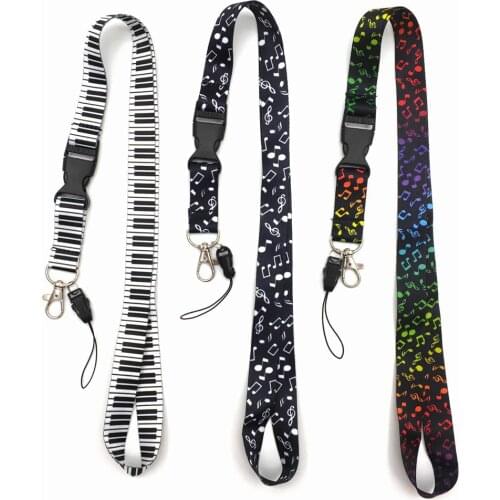 Musical Note Piano Print Keychain Ribbon Lanyards for Keys ID Card Phone Straps Hanging Rope Lariat Students Badge Holder