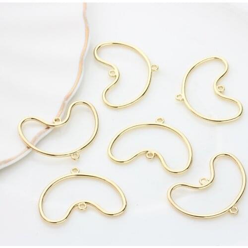 Zinc Alloy Golden Geometric Moon Connector Charms 6pcs/lot For DIY Fashion Drop Earrings Jewelry Making Accessories