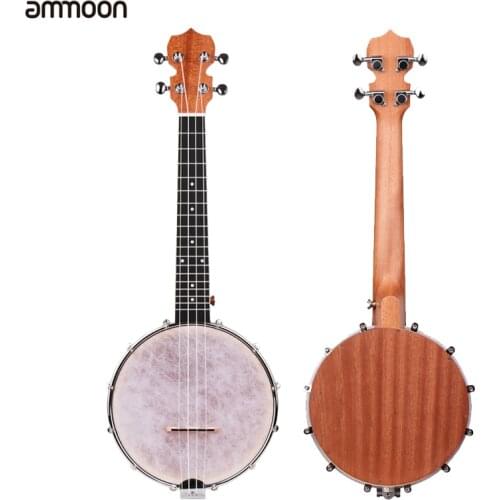Ammoon Banjolele Concert 23 inch Banjo Ukulele 4 String Maple Body Okoume Neck with Tuning Wrench Bridge Positioning Ruler