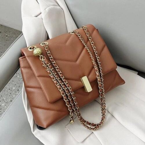 Vintage Chain Designer PU Leather Crossbody Bags For Women Winter Womens Trend Handbags Branded Trending Cross Body Bag