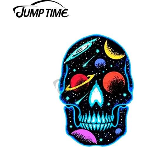 Jump Time 13 x 6cm For Space and Planets Skull Personality Creative Car Stickers Vinyl Material Decal Car Accessories Decoration