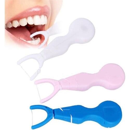 1PC Portable Teeth Oral Care Cleaner Dental Floss Plastic Rack With Dental Floss Tooth Cleaning Tool Accessories