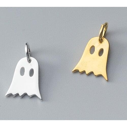100% 925 Sterling Silver Fashion Ghost Earring Charms 10.5mm Small High Quality Silver Ornament Pendants DIY Unisex Jewlery Make
