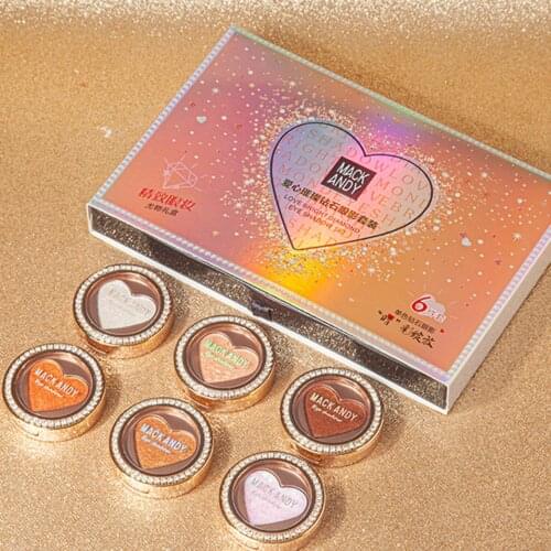 2 Sets Of 12-Color Love Bright Diamond Monochromatic Eyeshadow Set Pearl Shimmer Quick-Drying Non-Flying Powder