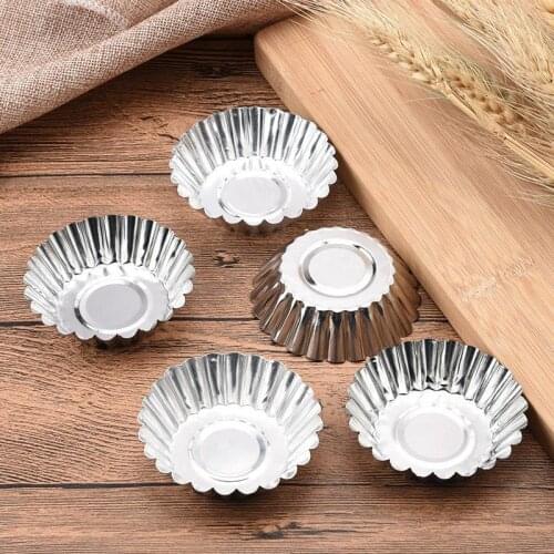 20pcs/lot Nonstick Ripple Aluminum Alloy Egg Tart Mold Flower Shape Cupcake Cake Mold Muffin Baking Cup Tartlets Pans LB 385