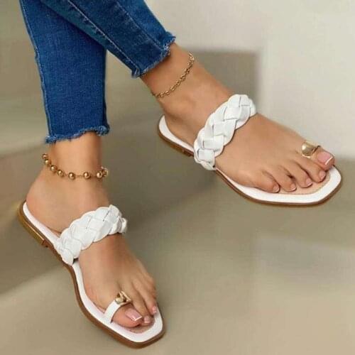 2021 Summer Sandals Women Weave Womens Sandals Flat Shoes Slip On Woman Sandal Casual Shoes Women Sandalias Plus Size Slippers