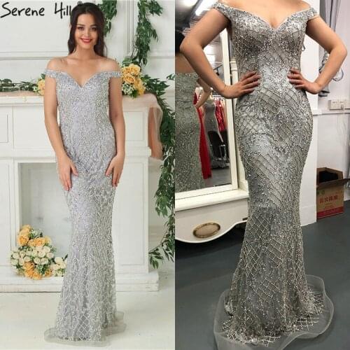 2020 Luxury High-end Fashion Mermaid Evening Dresses Newest Diamond Sequined Sexy Formal Dress Real Photo LA6406