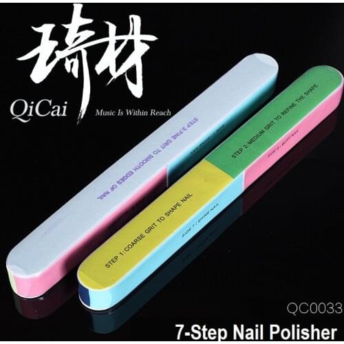 QiCai QC0033 7-Step Nail Care Polish Filer for Guitar Finger Style Player for Classical Guitarist, 7 Surfaces for Nail Polishing