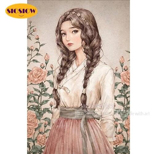 5d DIY Diamond Embroidery Canvas Rhinestones Girls Cross Stitch Kit Diamond Painting Anime Cartoon Flower Girl Decor Home Gifts