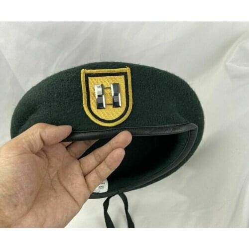 US Army 1th Special Forces Group Green WOOL Beret OfficerS Captain Rank Military Hat Military Store