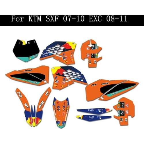 Free Customized Graphics Stickers Kits Background Decals For KTM 125 250 300 350 450 500 SXF SX-F SX 07-10 EXC EXCF EXC-F 08-11